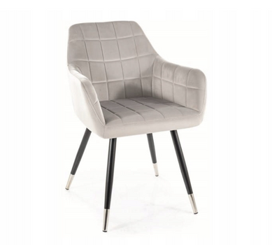 KRZESŁO VELVET JASNO SZARE AMADIO AKN47