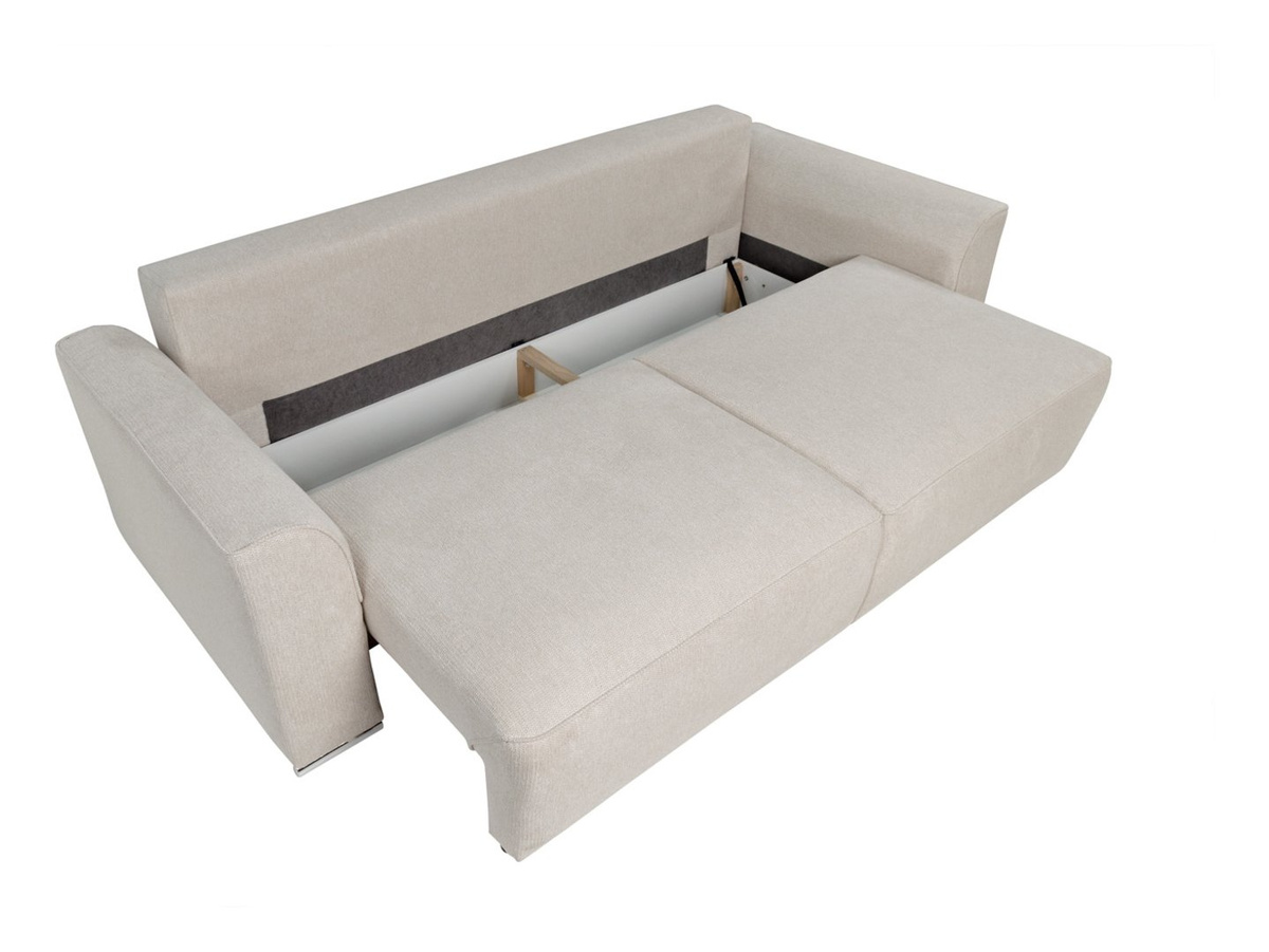 Sofa trzyosobowa Lora rozkładana z pojemnikiem beżowa Black Red White, BRW