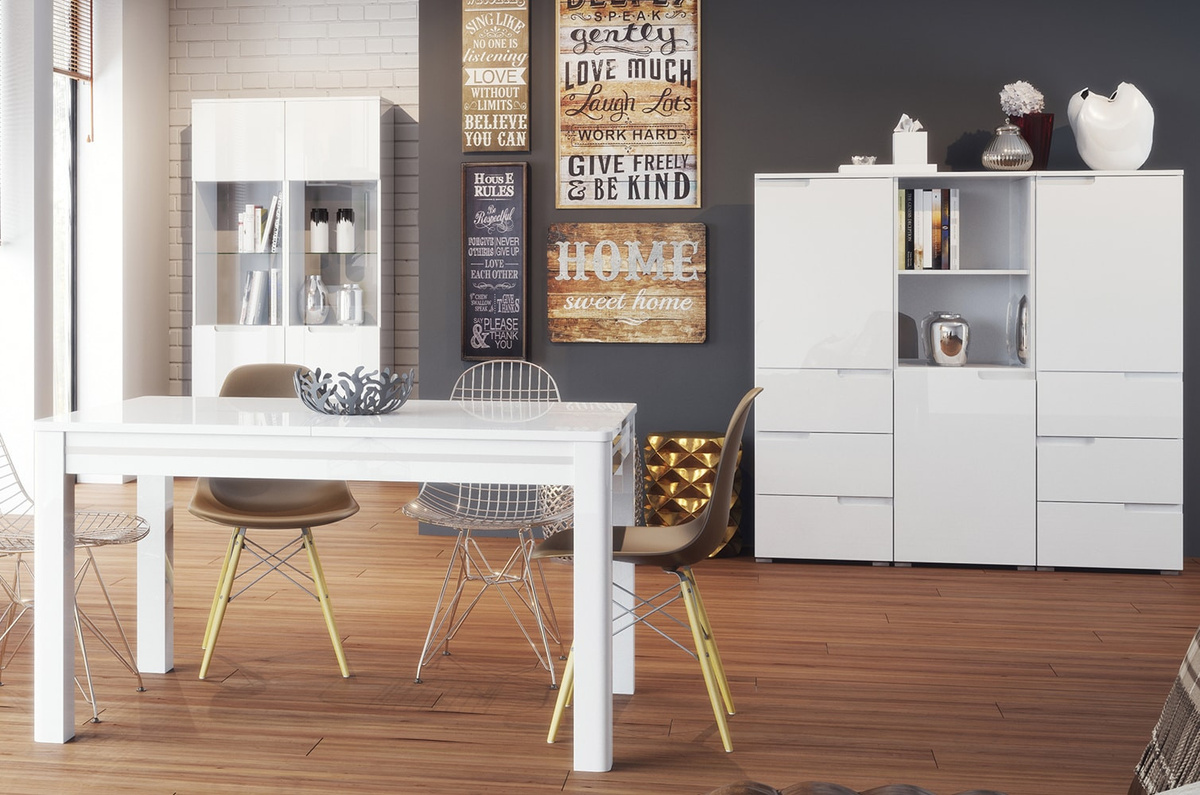 Witryna Przeszklona - Szafka Stojąca Gablota do Salonu Nowoczesna Elegancka