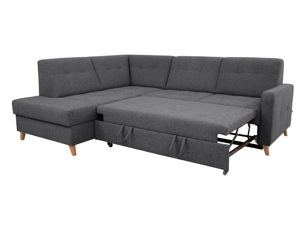 Narożnik lewostronny Lars rozkładany z pojemnikiem antracytowy  BRW