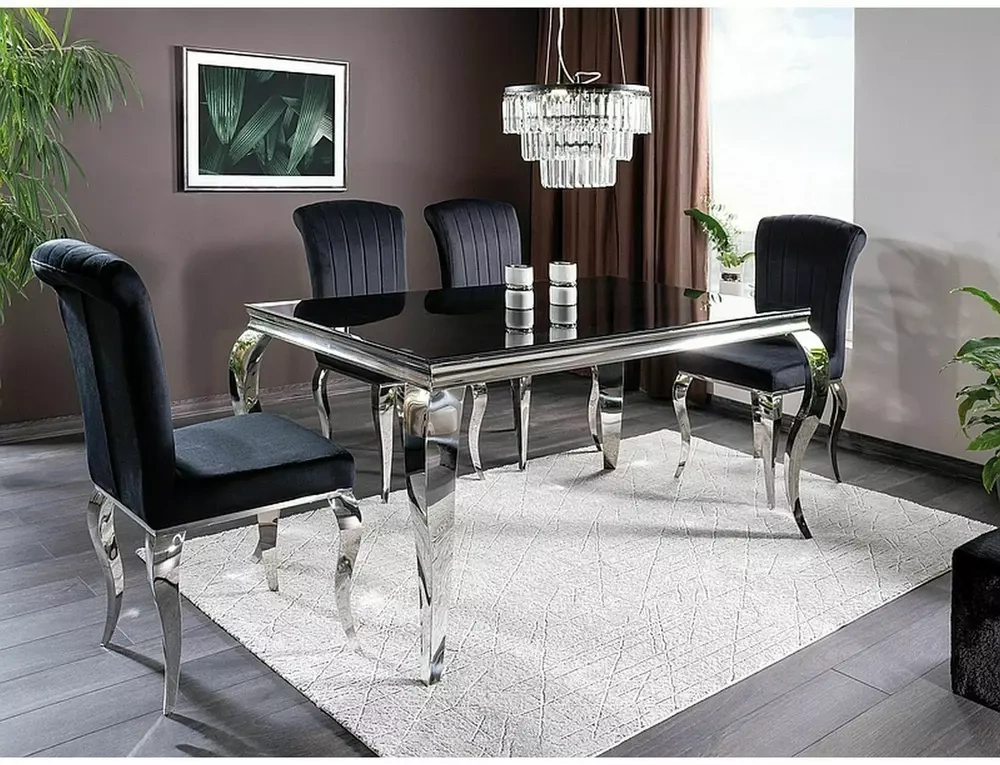KRZESŁO VELVET CZARNY/CHROM AMADIO AKP12