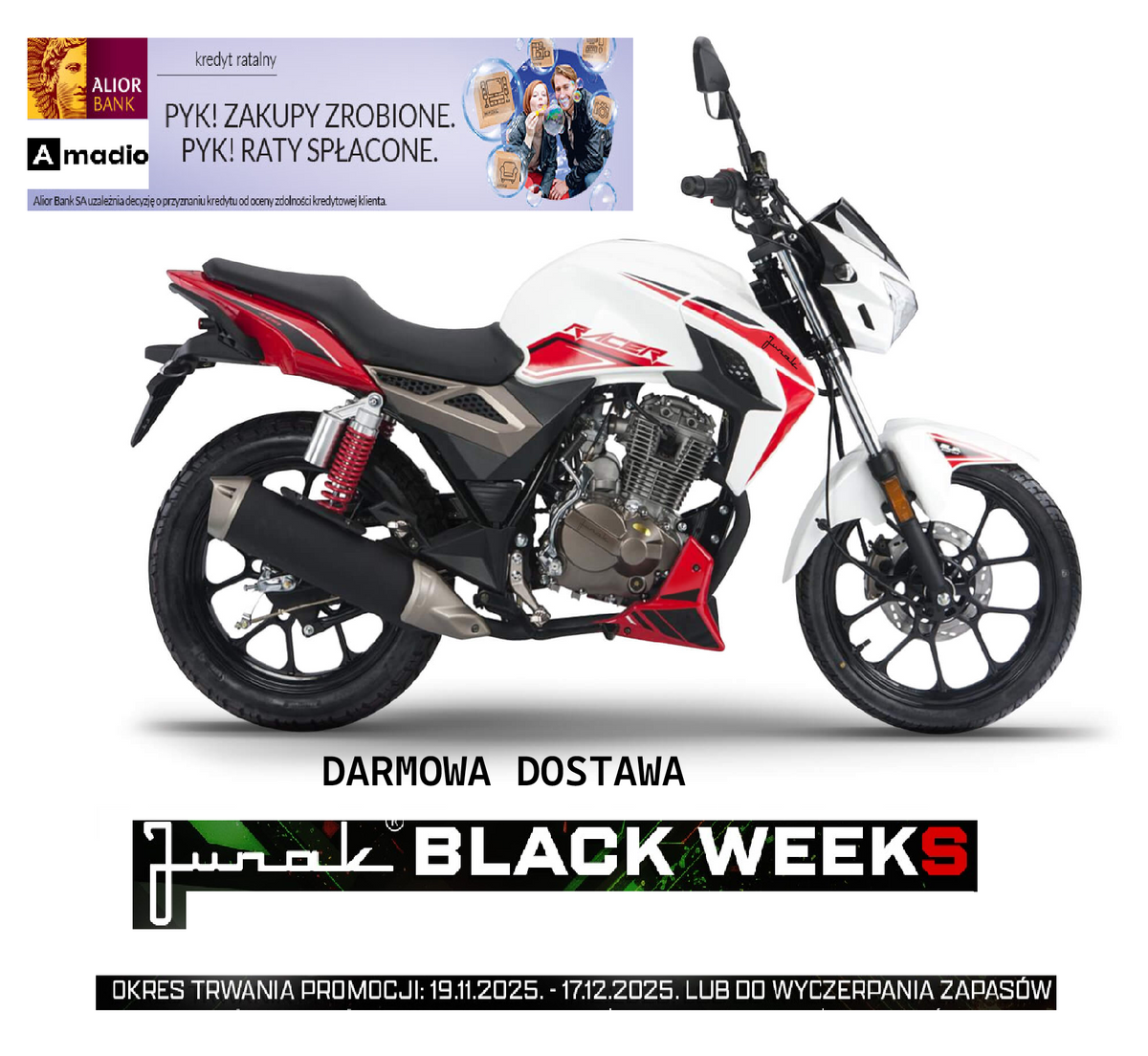 Motocykl Junak RACER 125 - 125 cm3 - Transport GRATIS. Prawdziwe raty 0%