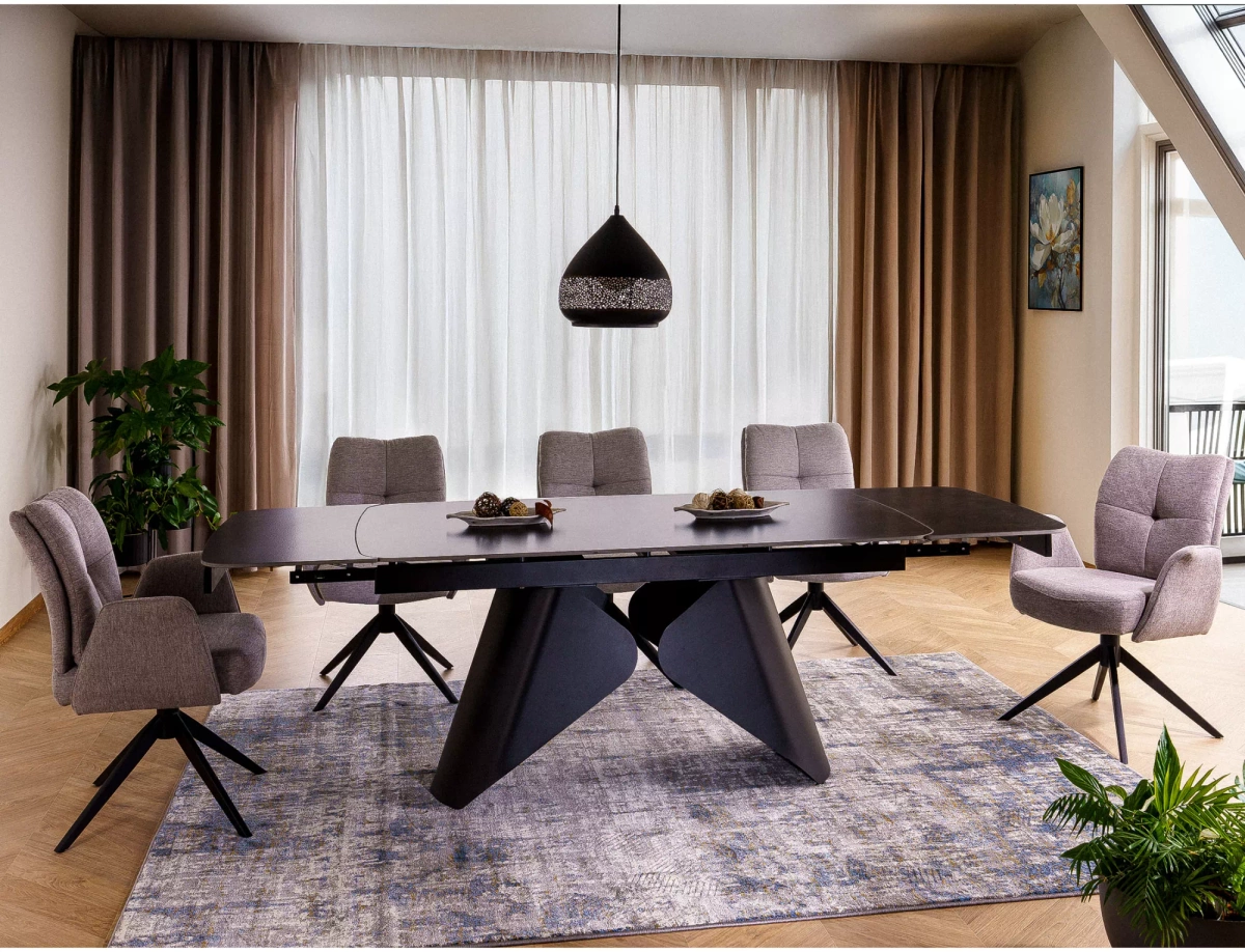 Stół Rozkładany ARMANDO (160-240)x90 Czarny Mat Nowoczesny Stylowy SIGNAL