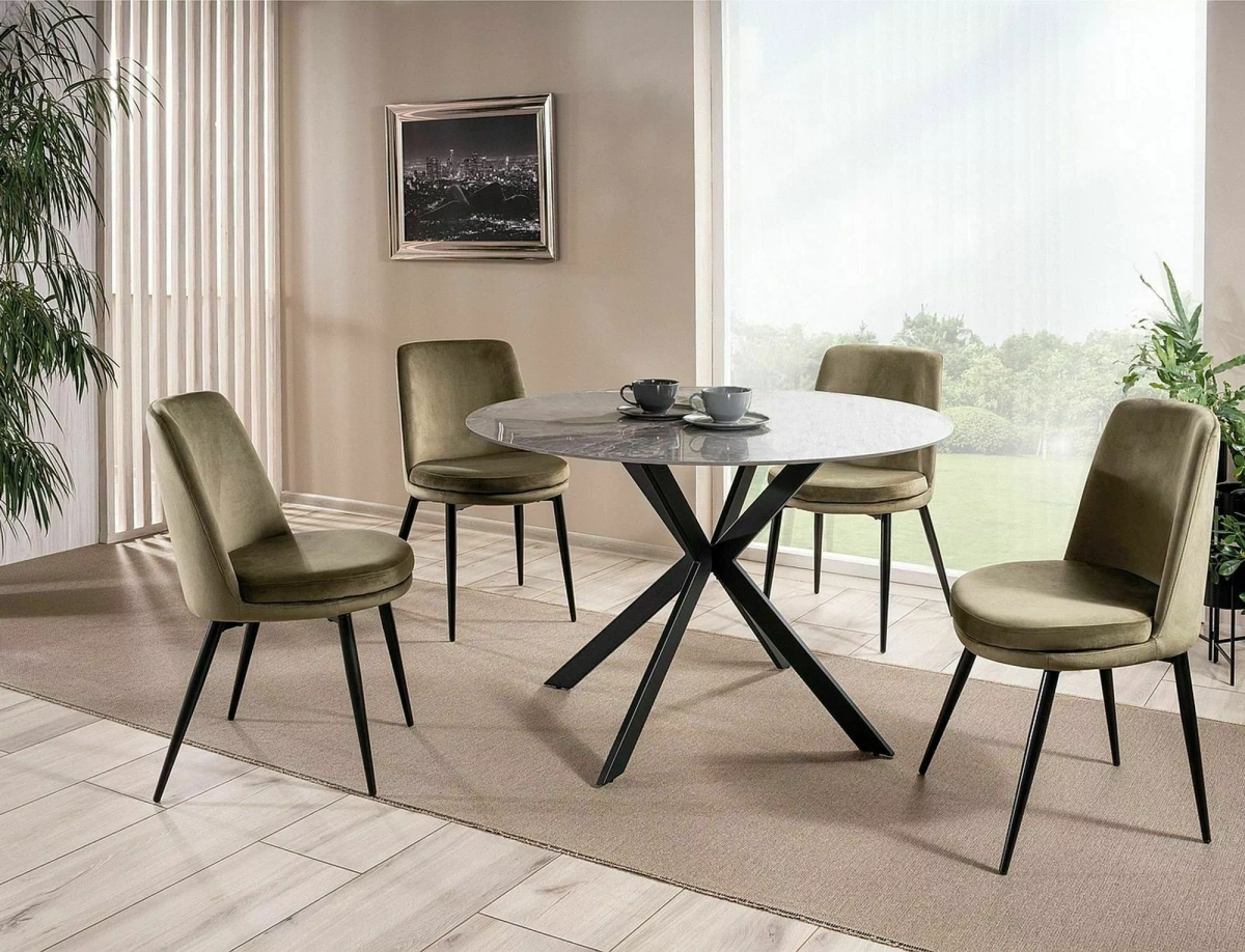 Stół TALIA II 90 -  efekt marmuru/ szary/czarny mat TALIASZC90 SIGNAL