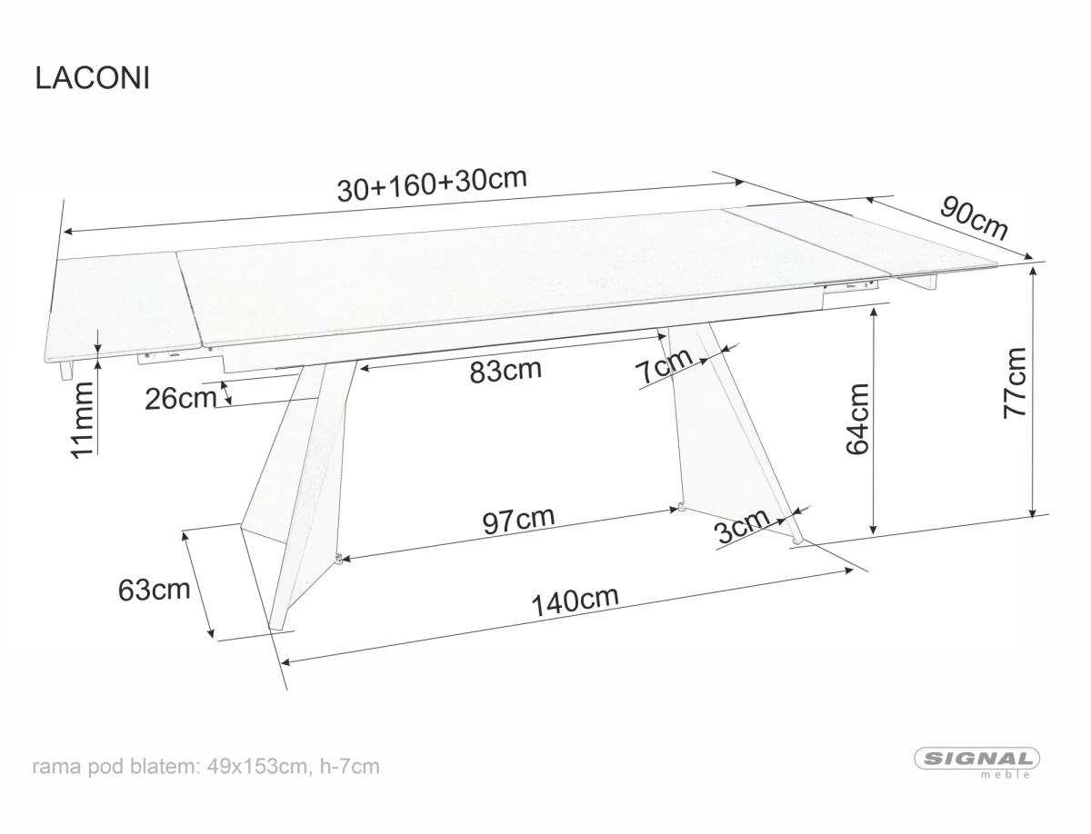 Stół Rozkładany LACONI (160-240)x90 Biały/Czarny Mat Nowoczesny Duży SIGNAL