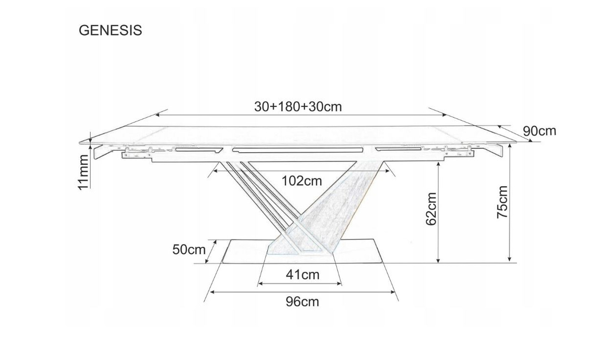 STÓŁ 180(240)X90 CZARNY/CZARNY JESION HANA SSG10