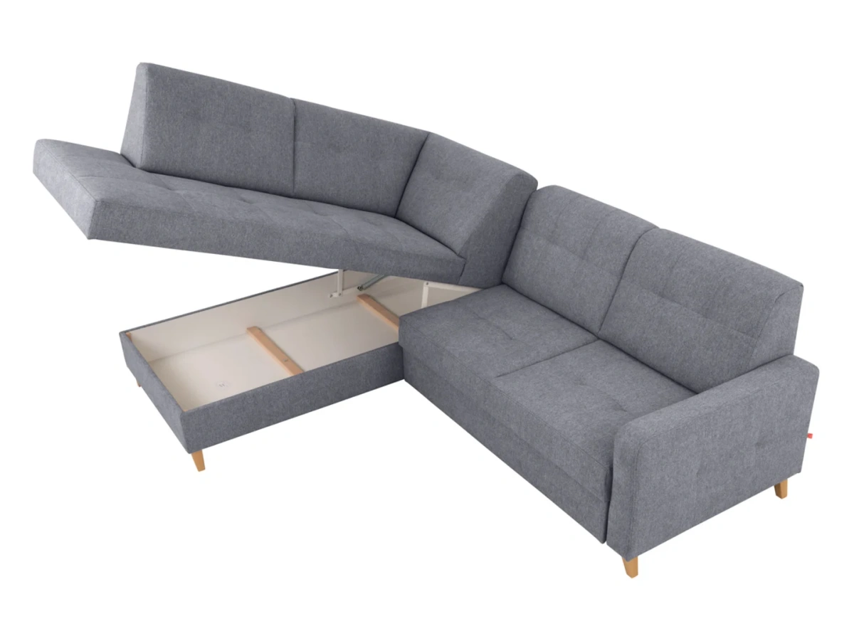 Narożniki lewostronny Lars rozkładany z pojemnikiem szaroniebieski BRW