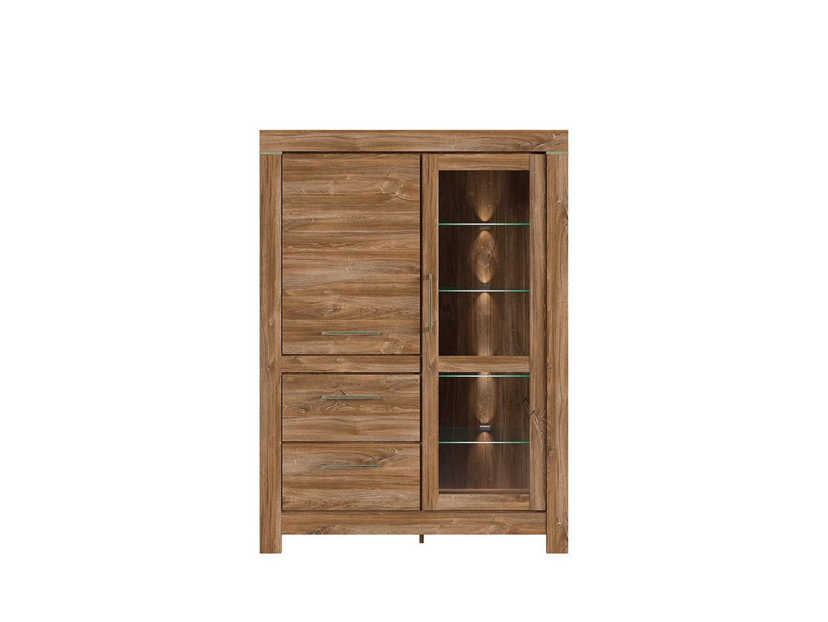 Witryna Gent  z szafką i szufladami dąb stirling Black Red White, BRW