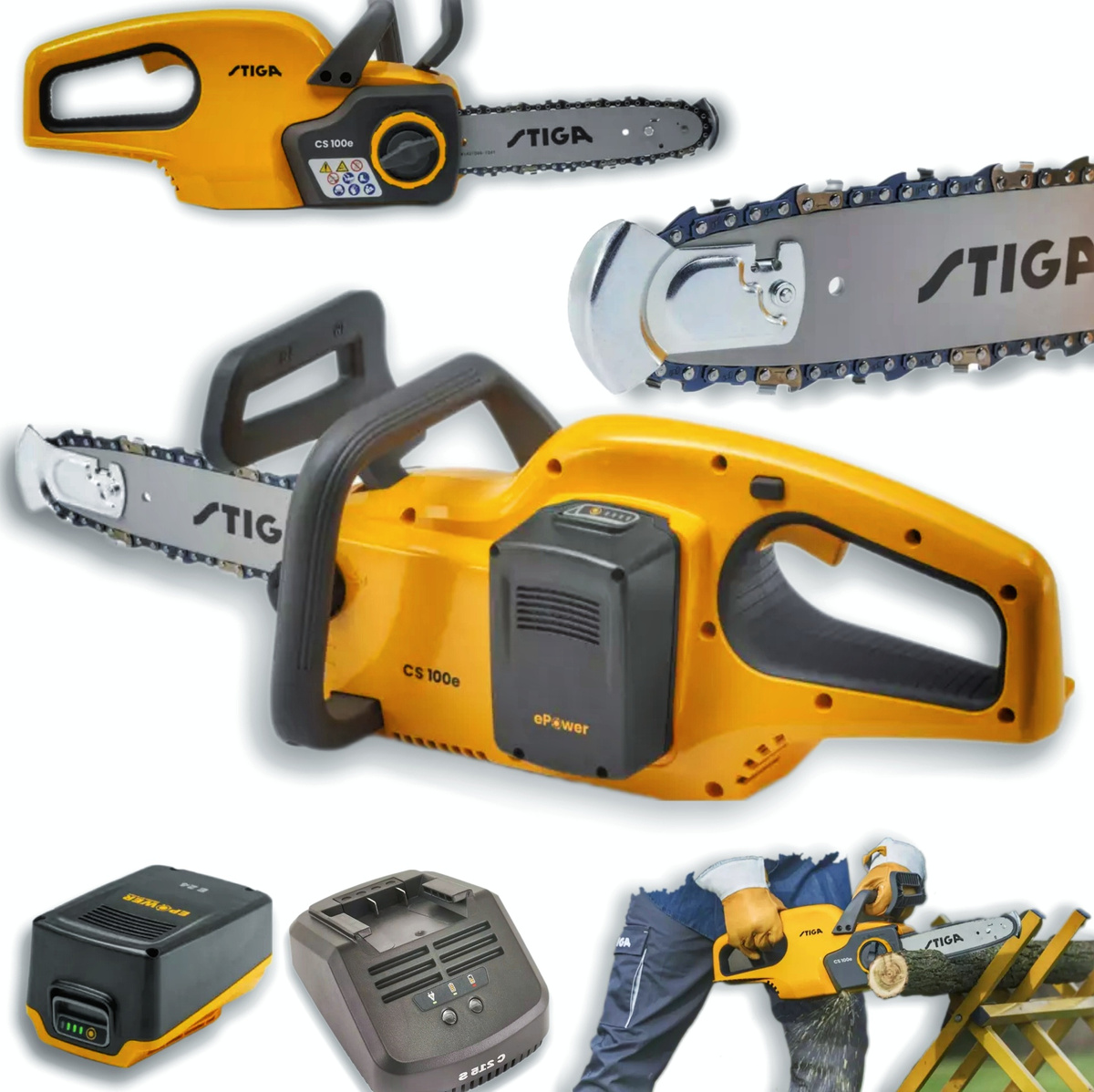 Pilarka akumulatorowa STIGA  CS 100e 4.0 Ah Zestaw