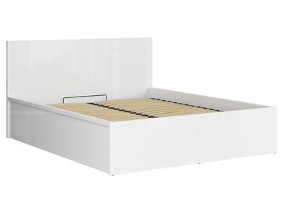 Łóżko Tetrix 160x200 ze stelażem i pojemnikiem biały połysk BRW