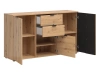 Komoda Vabres 150 cm z 3 drzwiami i 2 szufladami dąb artisan lamele BRW