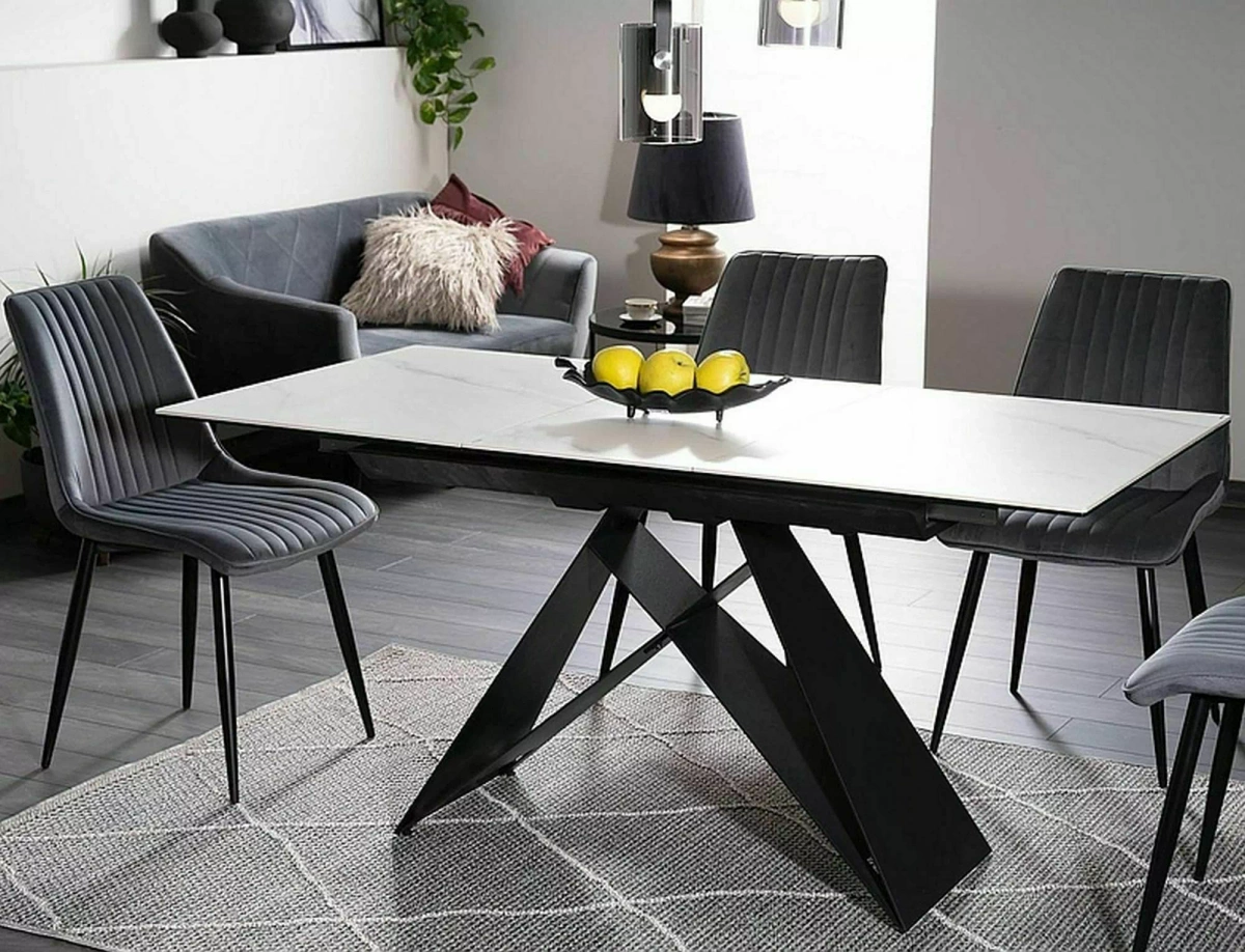 Stół Rozkładany 8-Osobowy Biały/Czarny 120-160x80cm WESTIN SC SIGNAL