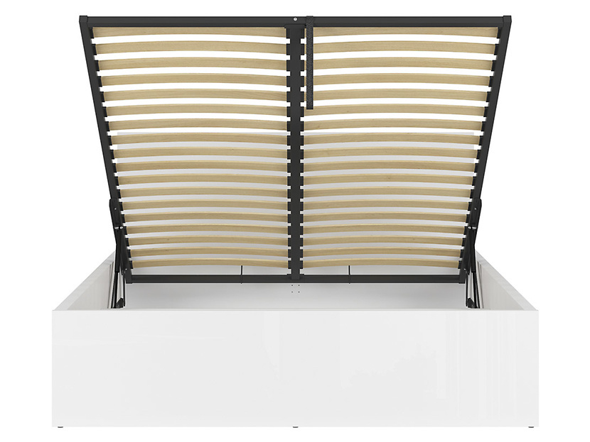 Łóżko Tetrix 160x200 ze stelażem i pojemnikiem biały połysk BRW
