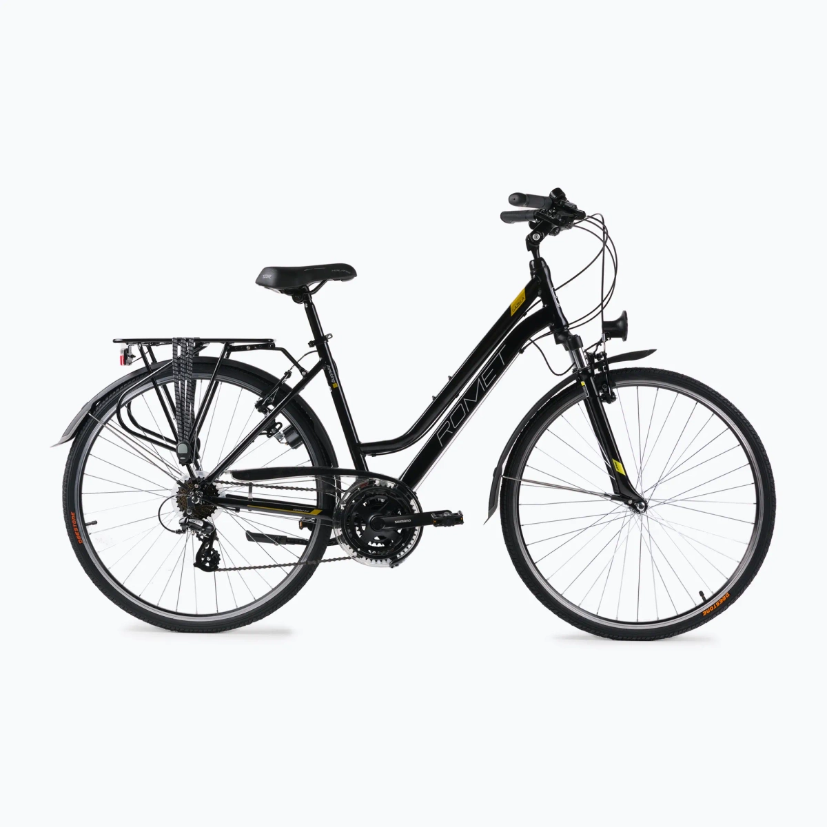 Rower trekkingowy Romet Gazela 19L - czarno-żółto-złoty