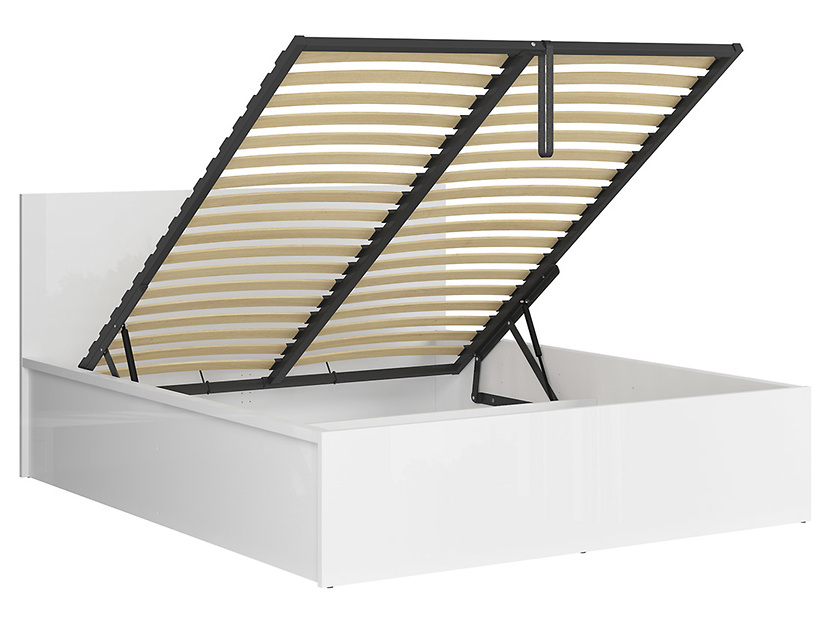 Łóżko Tetrix 160x200 ze stelażem i pojemnikiem biały połysk BRW