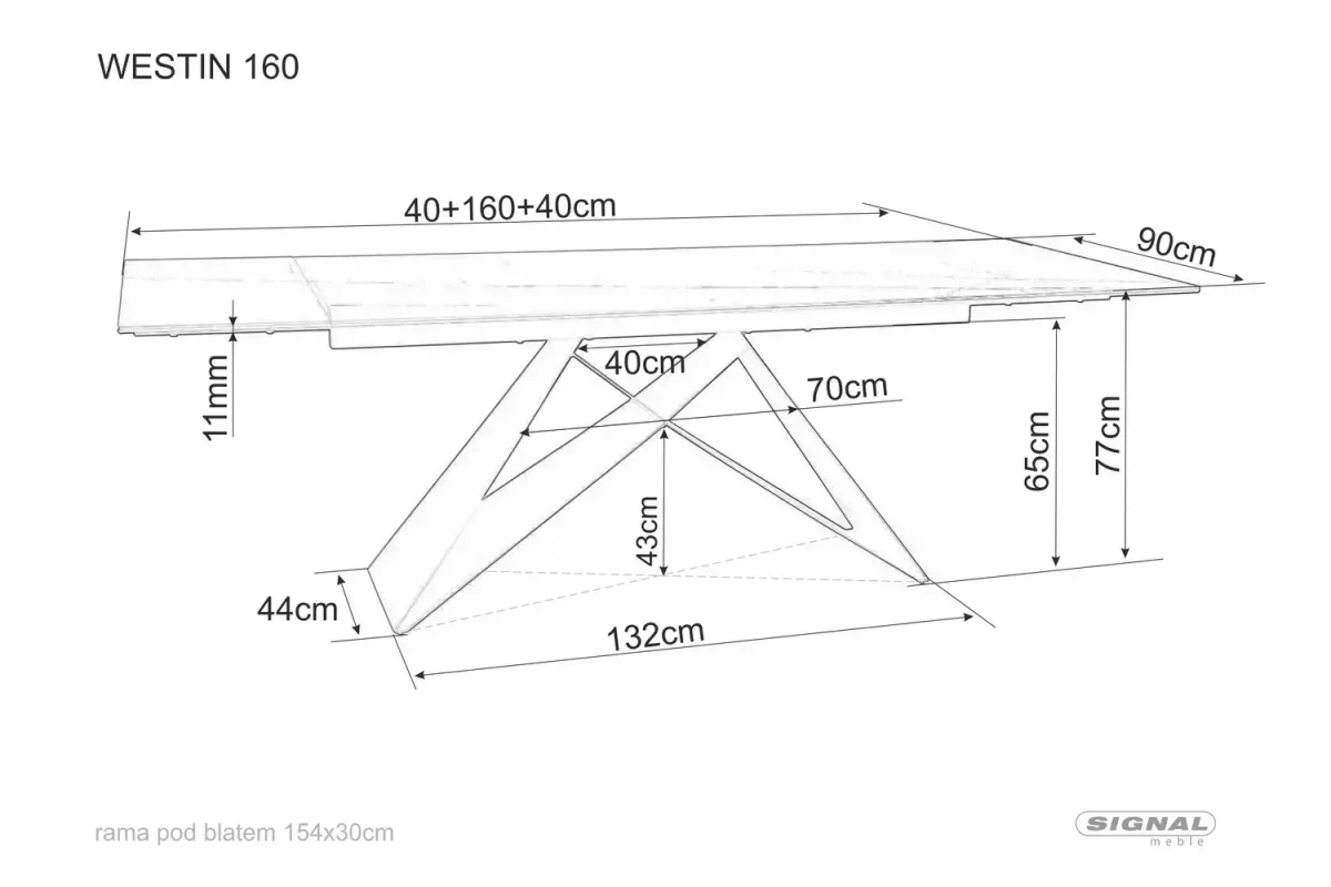 Stół Westin 160 cm Czarny - Czarny Mat Jadalnia SIGNAL