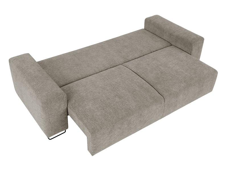 Sofa trzyosobowa rozkładana Kizo beżowa z pojemnikiem na pościel BRW