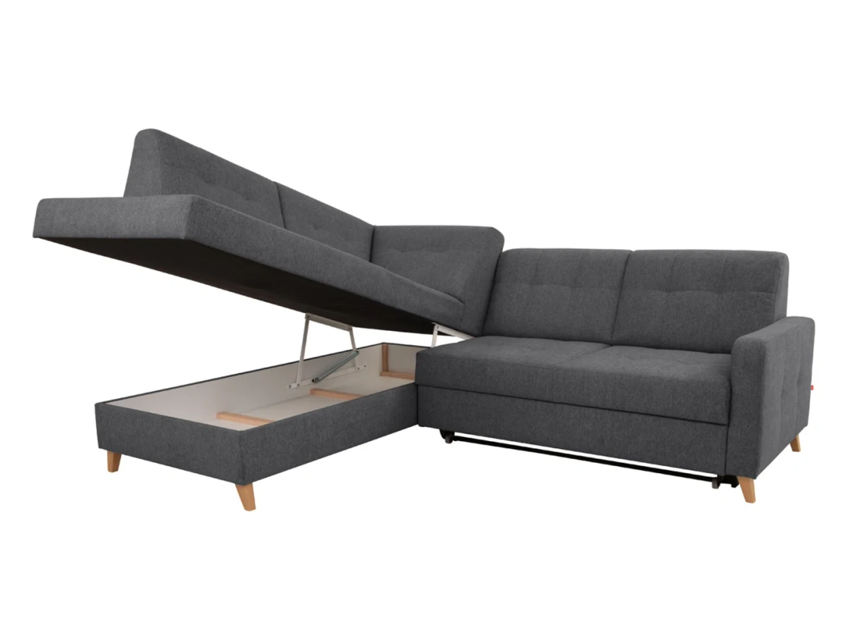 Narożnik lewostronny Lars rozkładany z pojemnikiem antracytowy  BRW