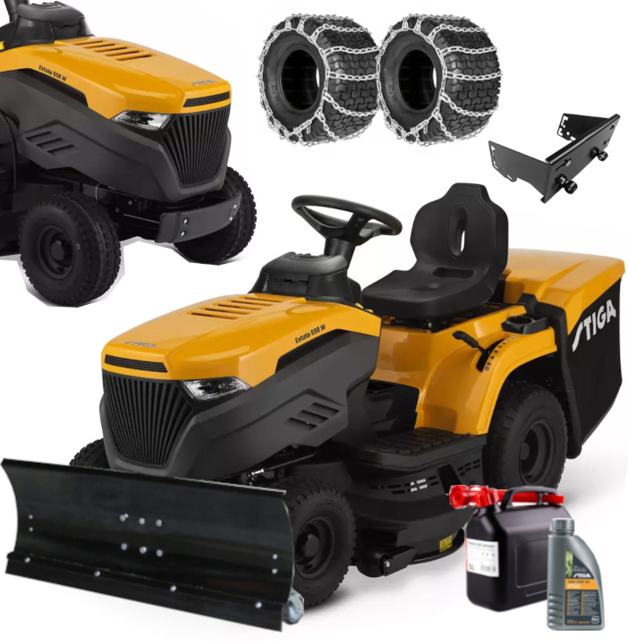 Traktor ogrodowy Stiga Estate 598W + PŁUG 100cm + ŁAŃCUCHY