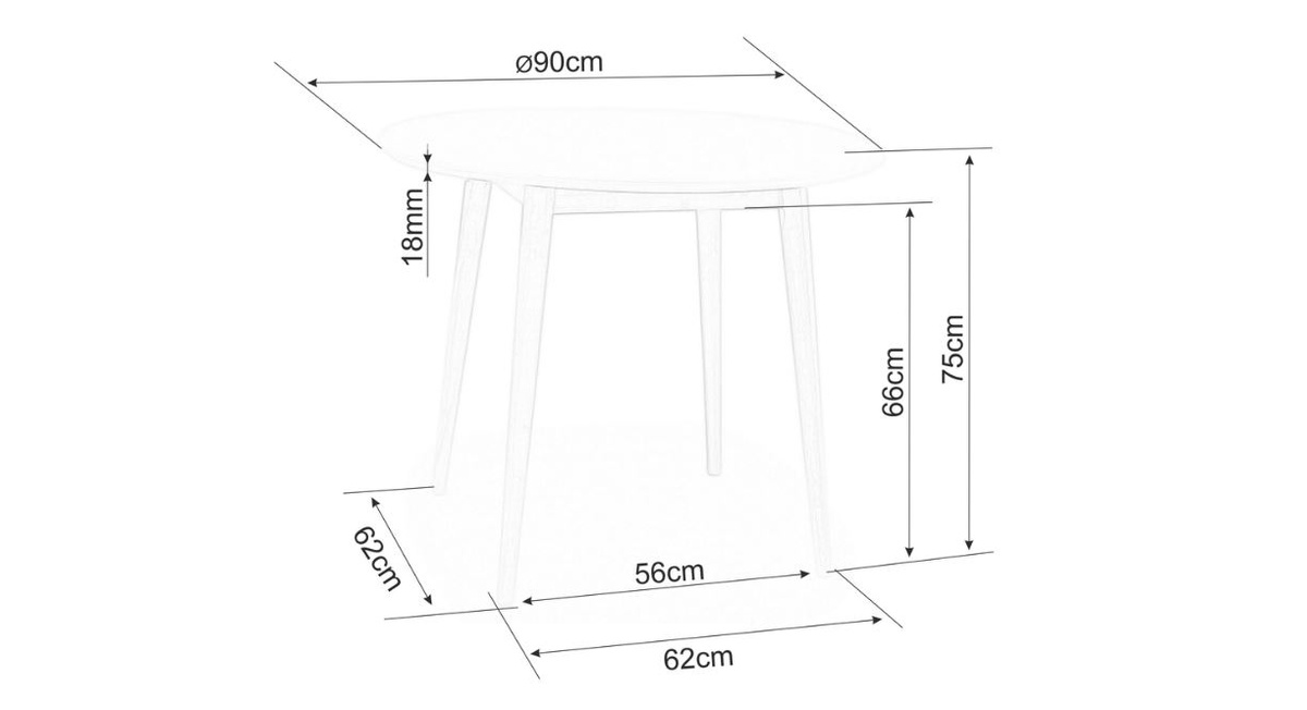 STÓŁ 90X90 BIAŁY AMADIO ASL14