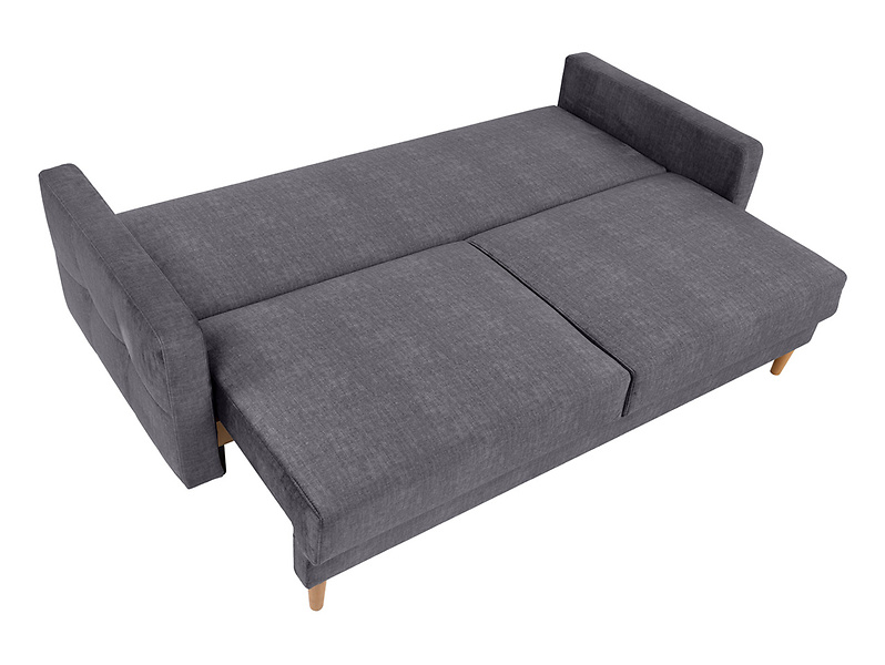 Sofa trzyosobowa Torent rozkładana z pojemnikiem welurowa szara BRW