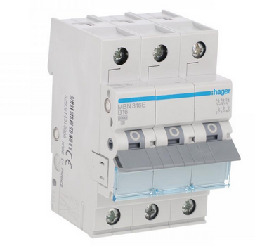 Wyłącznik nadprądowy 3P B 16A 6kA AC Hager