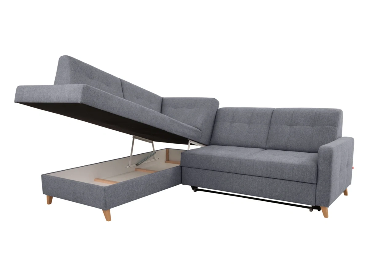 Narożniki lewostronny Lars rozkładany z pojemnikiem szaroniebieski BRW