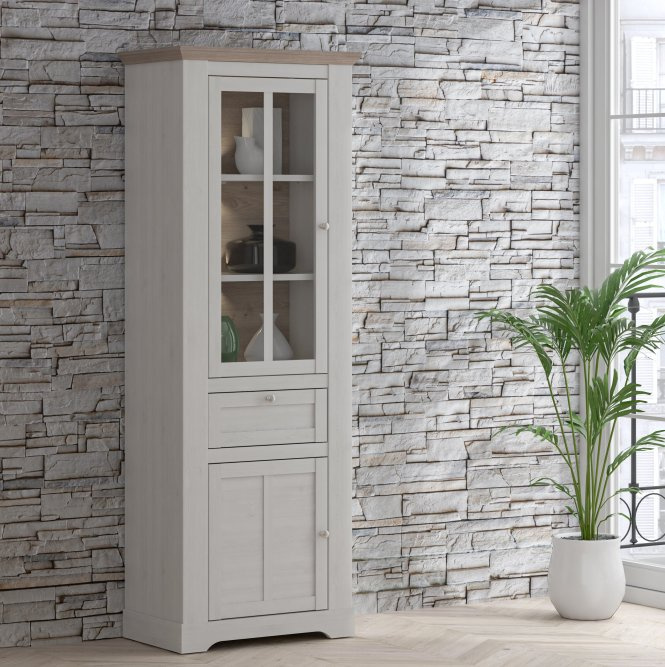Witryna FORTE z oświetleniem ILOPPA TIQV711LB-J99 dąb nelson/śnieżny