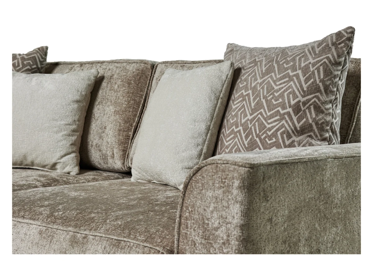 Sofa trzyosobowa Kami rozkładana z pojemnikiem szenilowa beżowa BRW