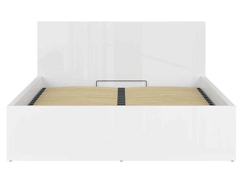 Łóżko Tetrix 160x200 ze stelażem i pojemnikiem biały połysk BRW