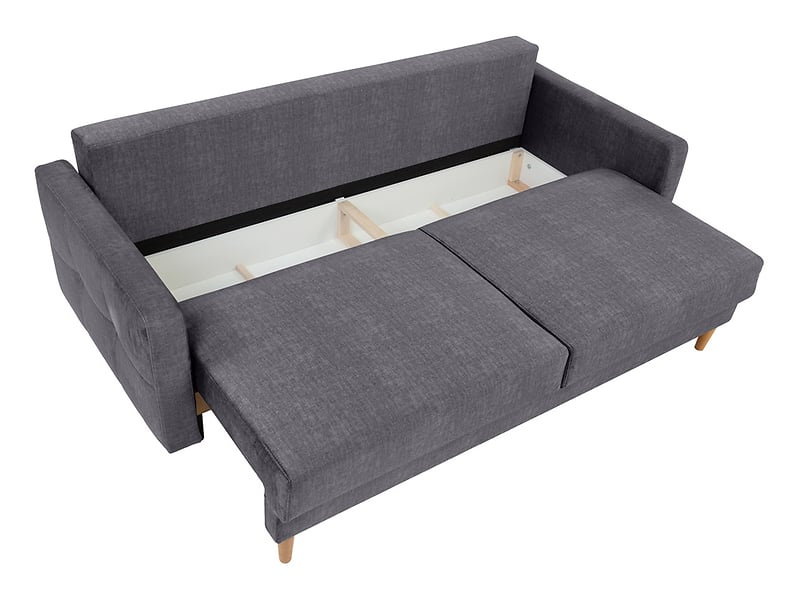 Sofa trzyosobowa Torent rozkładana z pojemnikiem welurowa szara BRW