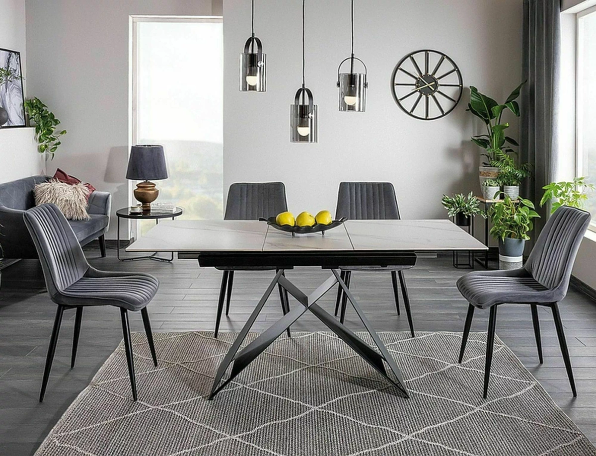 Stół Rozkładany 8-Osobowy Biały/Czarny 120-160x80cm WESTIN SC SIGNAL