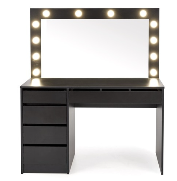 TOALETKA CZARNA Z OŚWIETLENIEM GLAMOUR AMADIO WOOD