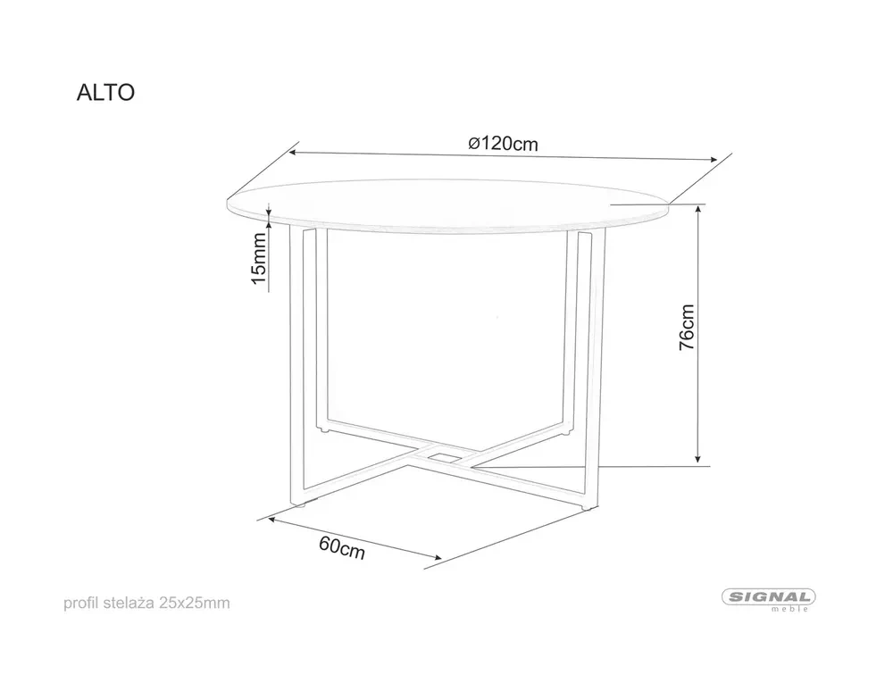 Stół Alto fi120 Dąb Artisan Czarny Kuchnia Salon SIGNAL