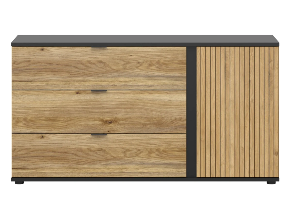 Komoda Luen 143 cm z drzwiami i 3 szufladami dąb tegola/dąb mauvella BRW