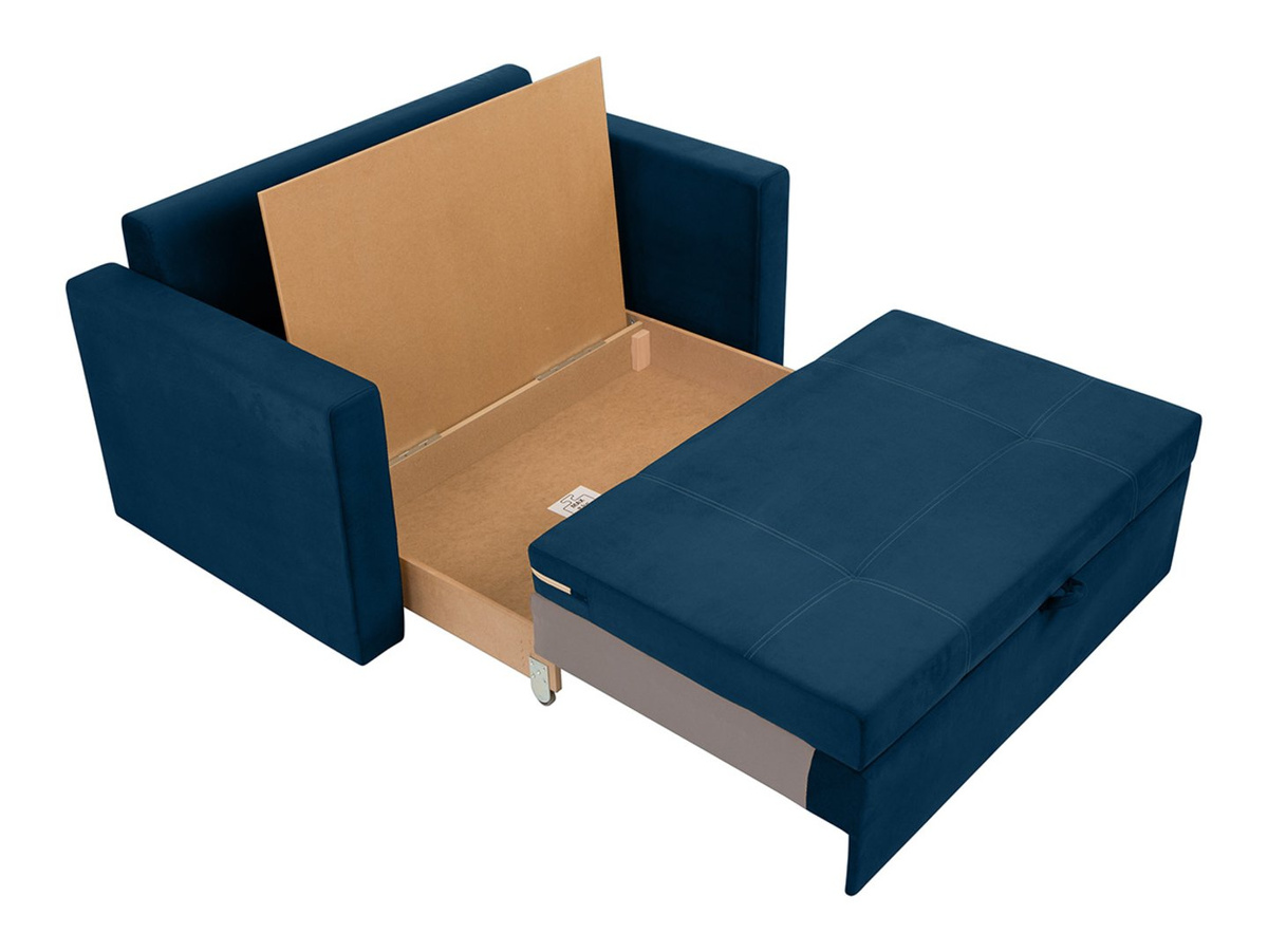 Sofa dwuosobowa Bunio III rozkładana z pojemnikiem niebieska BRW