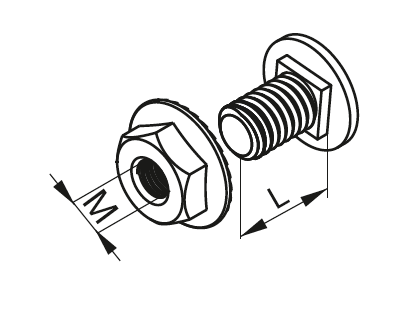Śruba z łbem grzybkowym + nakrętka ząbkowana SGKFM8x20