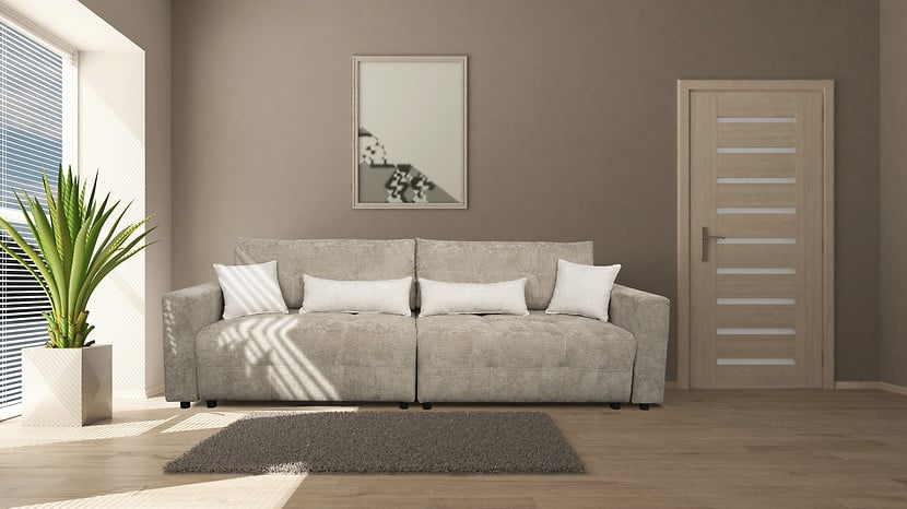 Sofa trzyosobowa Belfast rozkładana z pojemnikiem plecionka beżowa BRW