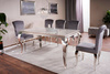Stół do salonu PRINCE CERAMIC 180x90 biały/chrom efekt marmuru SIGNAL