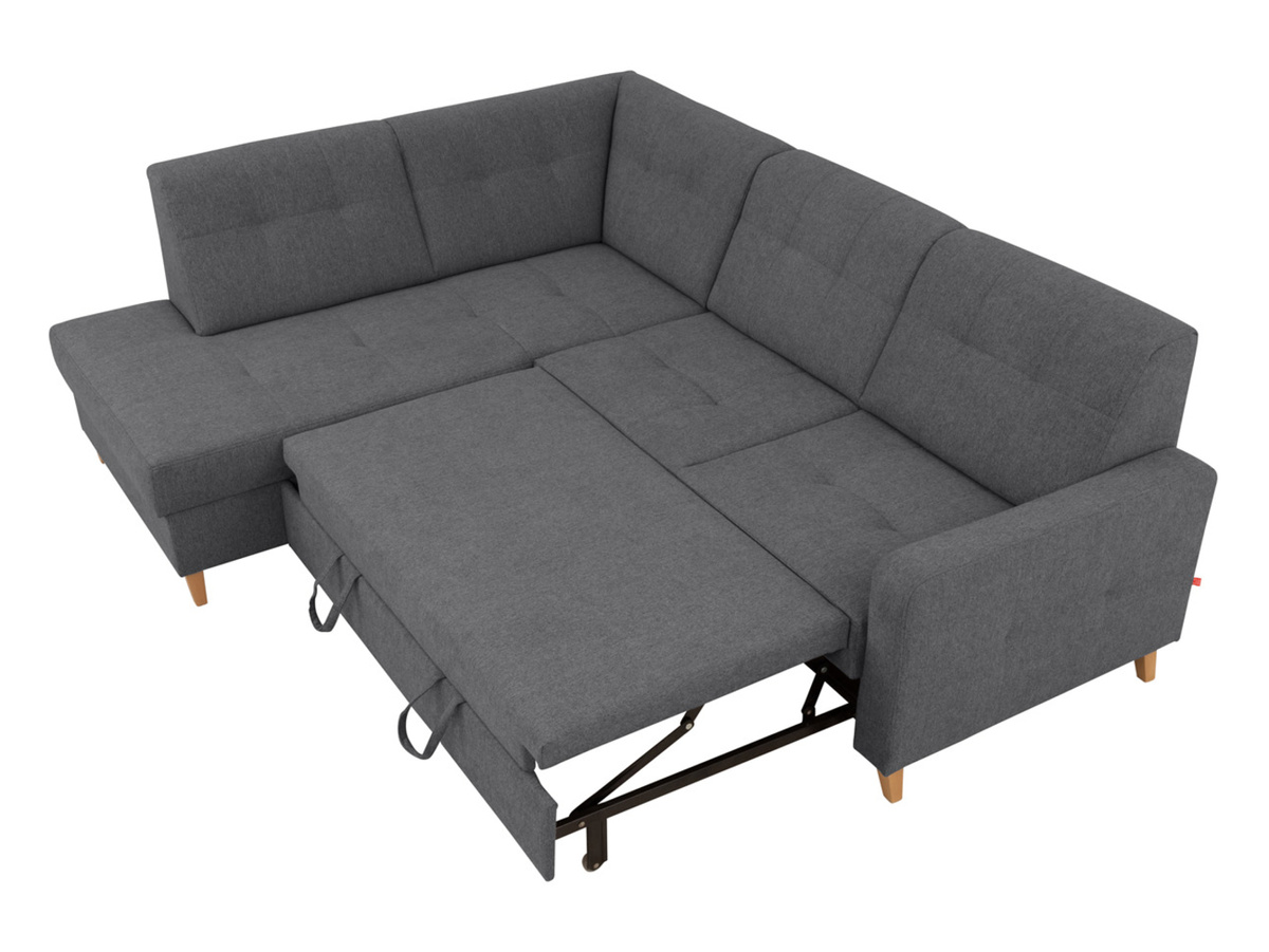 Narożnik lewostronny Lars rozkładany z pojemnikiem antracytowy  BRW