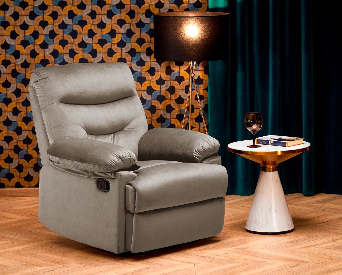 Fotel Rozkładany Salon Tapicerowany Nowoczesny Beżowy RELAX DRAGER HALMAR