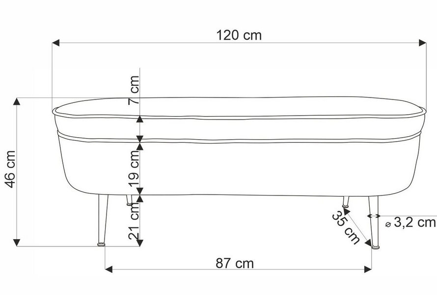 AVEIRO ławka z funkcją pojemnika KREMOWA HALMAR